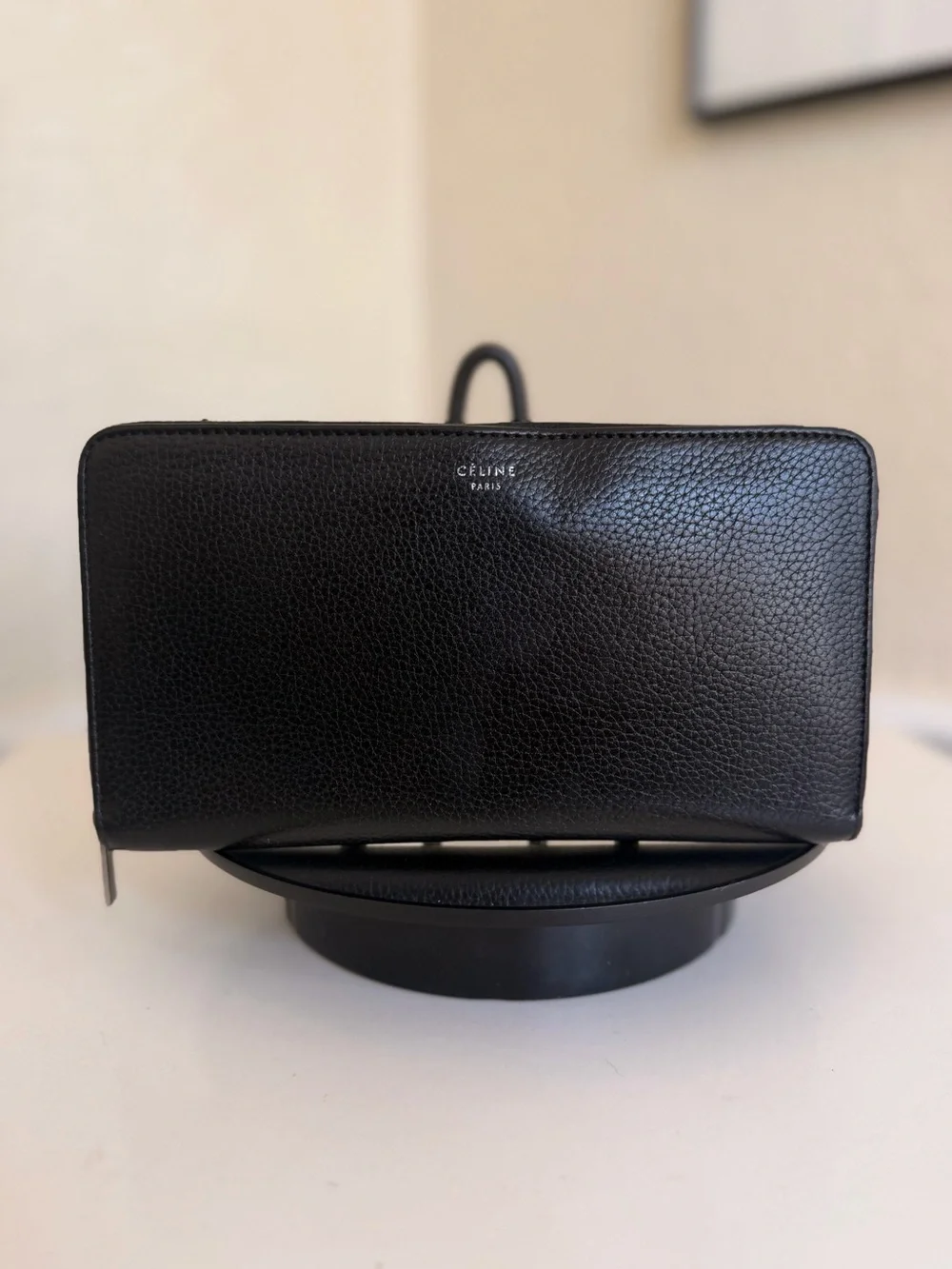 Celine Paris Large Zipped Continental Wallet Black Calfskin Zip-around Clutch